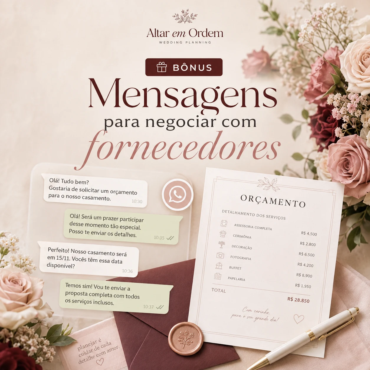 Mensagens para fornecedores